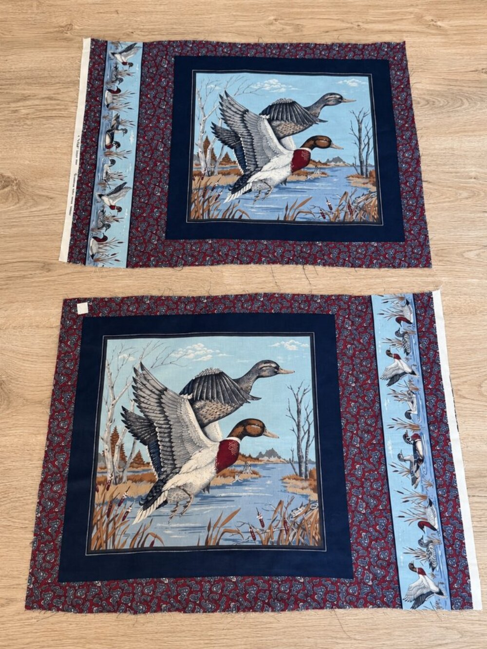 Vintage Cranston VIP Duck Waterfowl Fabric Panels Lot of 2 panels